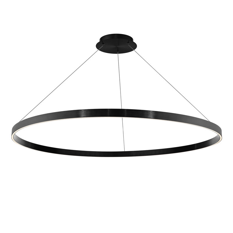 Sirius Unique Drum Dimmable LED Pendant, Satin Black, 1.88" H x 47.88" W x 47.88" D