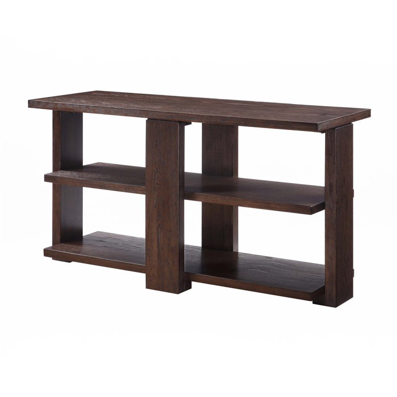 Table de canapé en noyer avec 2 tablettes