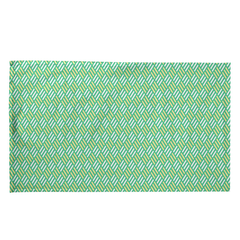 Torchon à losanges à rayures, Polyester sergé, Vert/jaune