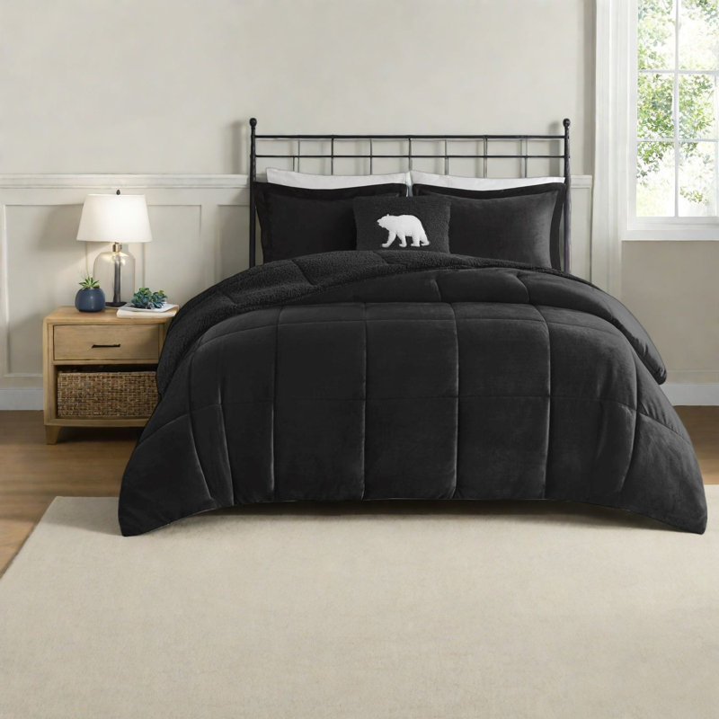 Ensembles de literie en sherpa douillet douillet, polyester grand lit, maison moderne