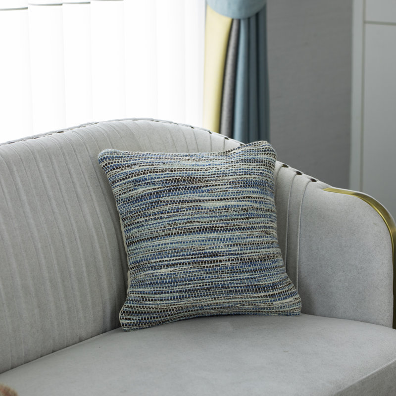 Beige Handwoven Cotton Euro Throw Pillow with Knit Texture