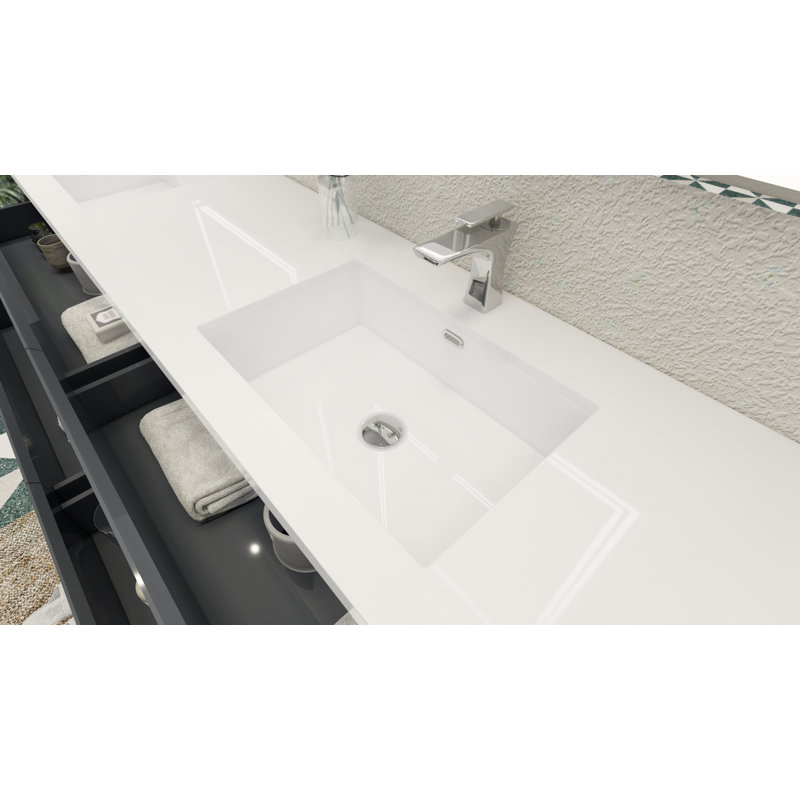 Amahia Double Bathroom Vanity with Acrylic Top, Hight Gloss Gray