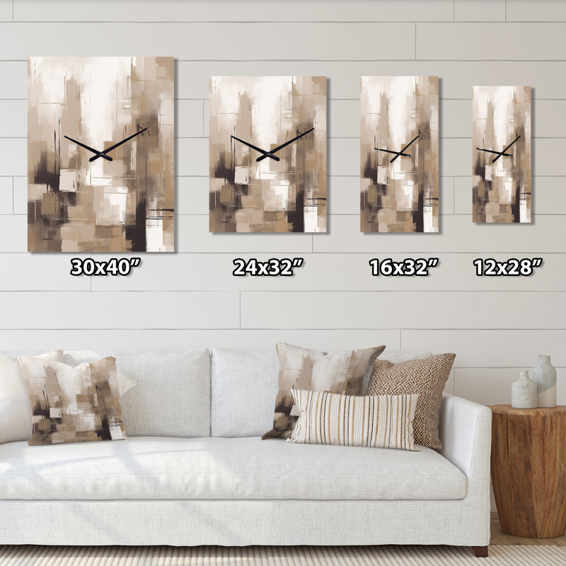 Cubisme beige Synergy - Horloges murales abstraites, Grand