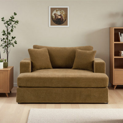 Chaise longue surdimensionnée de 56 po avec coussins assortis et pieds en métal