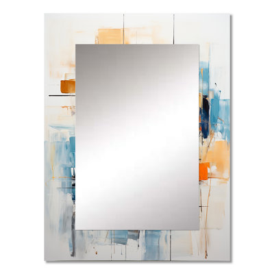 Colorful Mid Century Retro Reflections III - Abstract Decorative Mirror On Metal