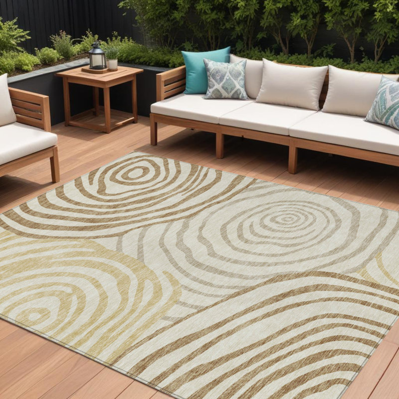 Tapis intérieur lavable abstrait doré 9 pi x 12 pi