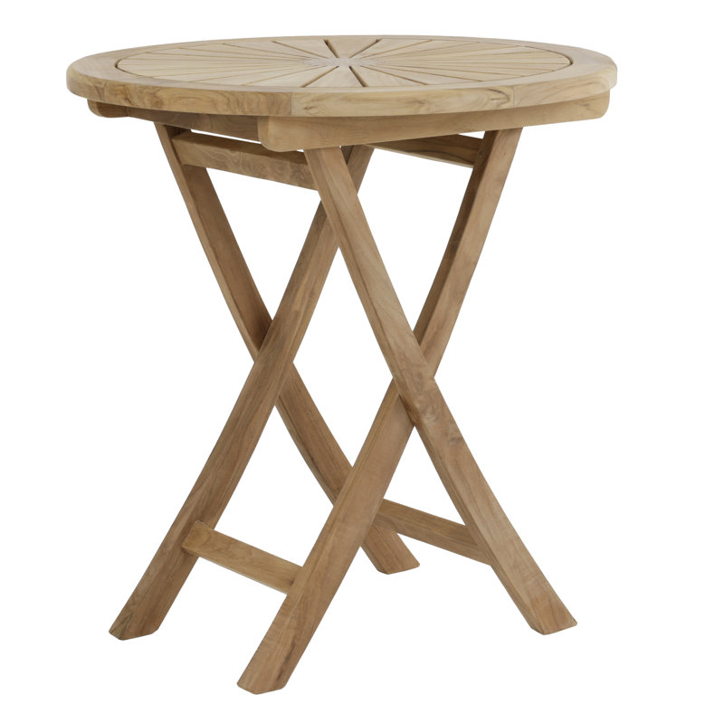 Round Teak Solid Wood Outdoor Bistro Table - 70 cm W 70 cm D
