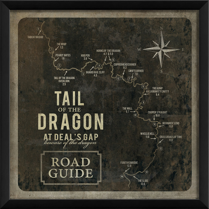 « queue of the dragon road guide », impression encadrée