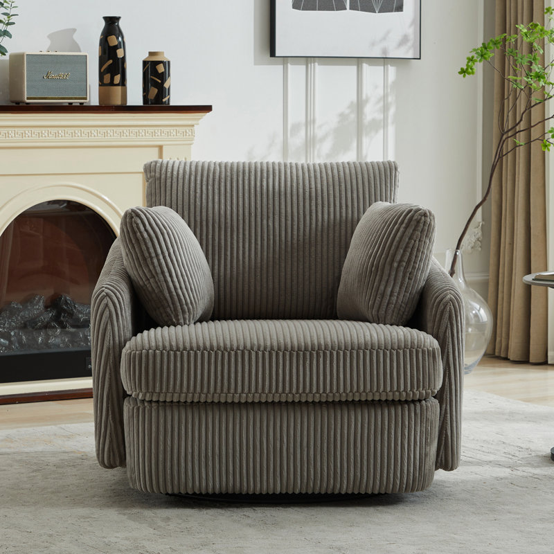Fauteuil relax en velours côtelé gris - capacité de poids de 450 lb Matériau de revêtement de la chaise pivotante