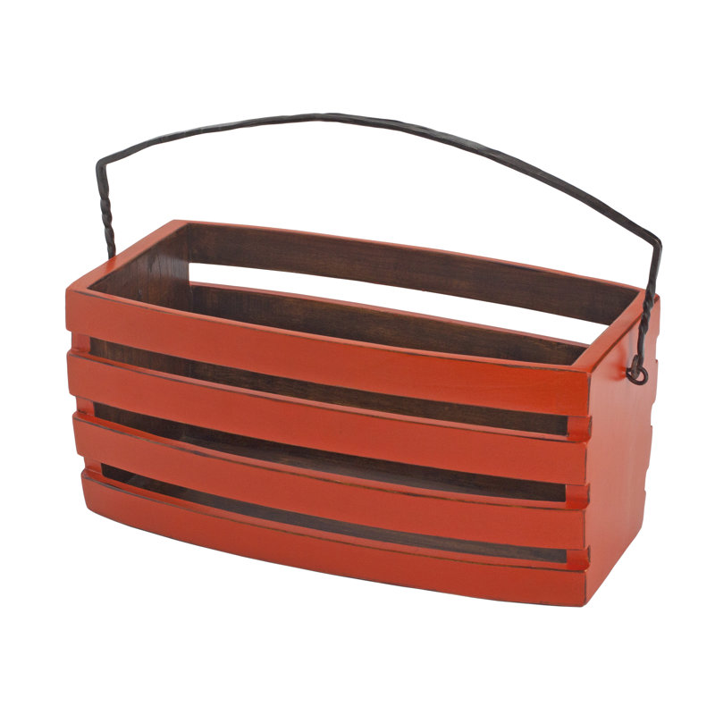 Caisse en bois massif tomate, Orange