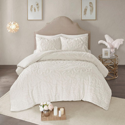 Ensembles de literie médaillon en coton touffeté, blanc cassé, très grand, style bohème