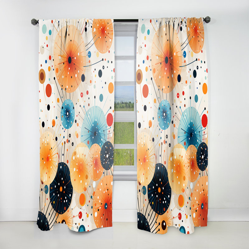 Baisley Orange And Blue Fireworks Magic - Modern Velvet Curtain - Room Darkening - 1 panel, 52" W x 95" L