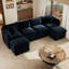 112" L Shaped Modern Sofa Modular Sectional Cloud Couch With Ottoman, 4-Seat Chenille Deep Seat Sofa With Pillow For Living Room-131520975