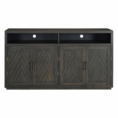 Versatile 4-Door Sideboard with Open Storage and Adjustable Shelves for Various Spaces