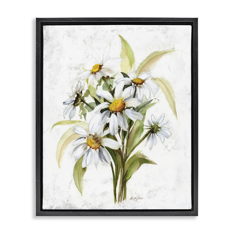 "Simple Daisy Bundle", art mural encadré noir par Kelley Talent, Cadre flottant noir de jais, H 31 po x l 25 po