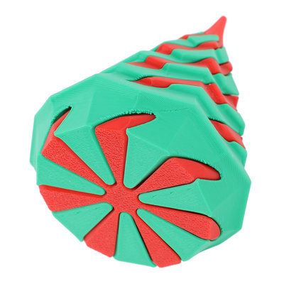 Sculpture en spirale en forme de pyramide imprimée en 3D Passthrough PLA Passer à travers pour la décoration de divertissement rouge et vert