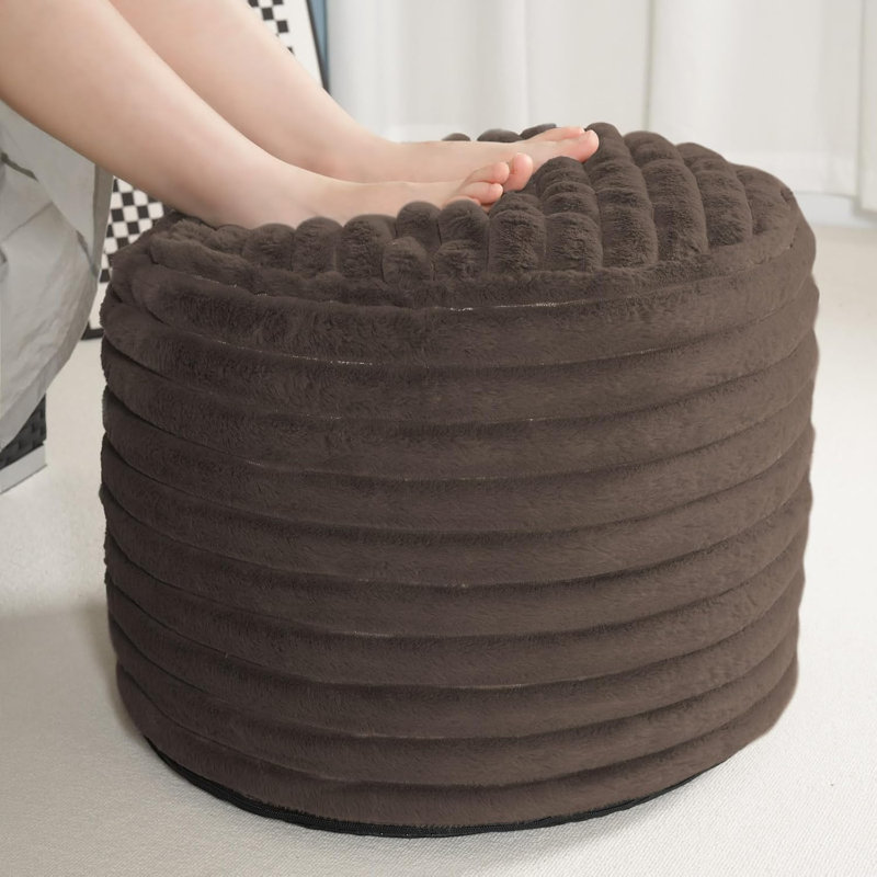 Brown Faux Fur Pouf Ottoman