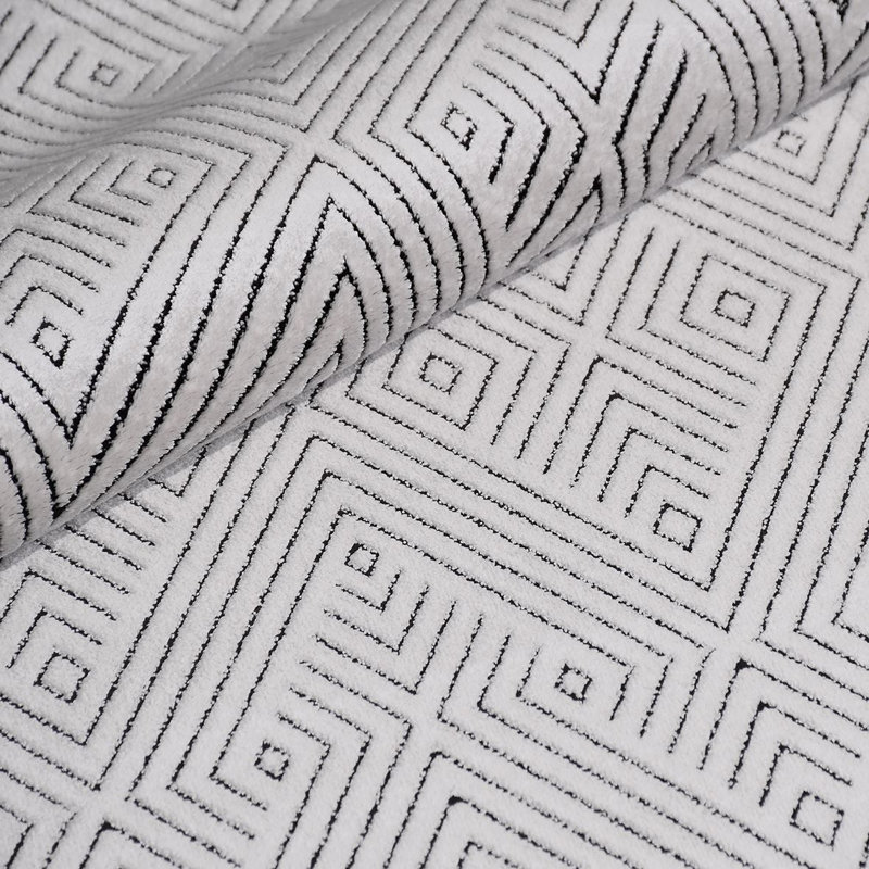 Tapis gris moderne lavable à la machine, Rectangle de 2 pi 7 po x 5 pi