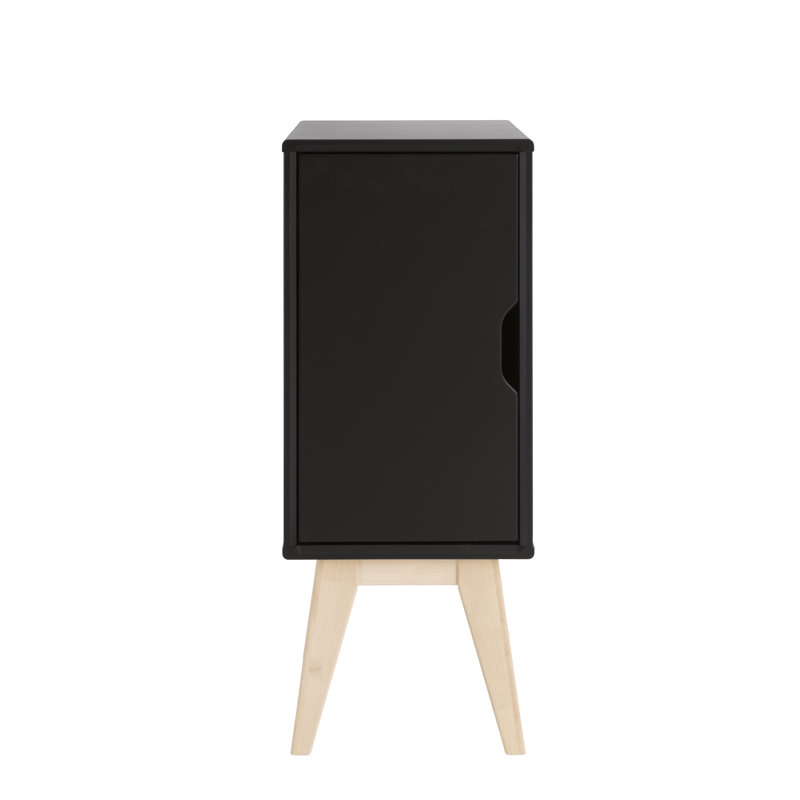 Saffron 30cm W Solid Wood Bedside Table, Black, Right Orientation