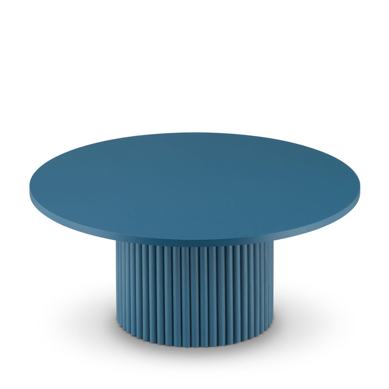 Drum Coffee Table, Blue, 35cm H x 59cm L x 59cm W