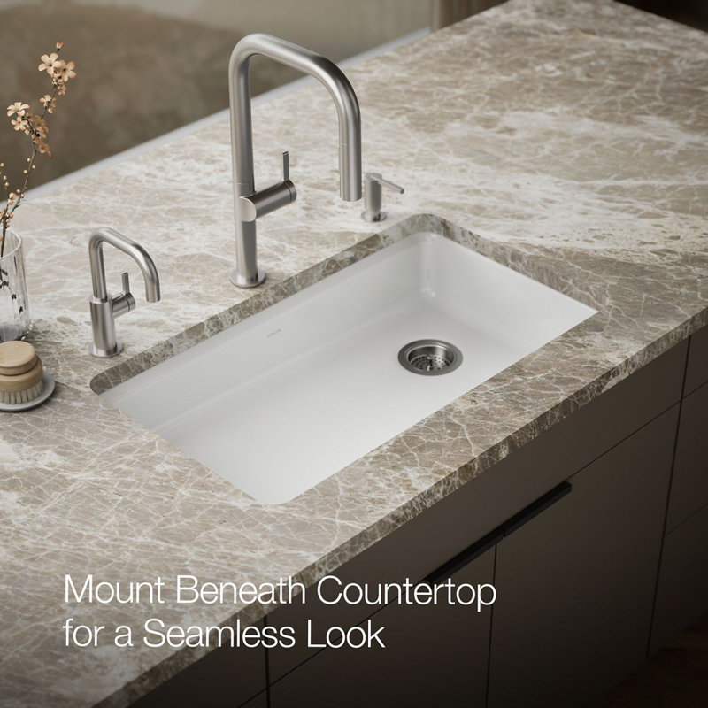 Riverby® 33" L x 22" W Undermount Single Bowl Kitchen Sink, White