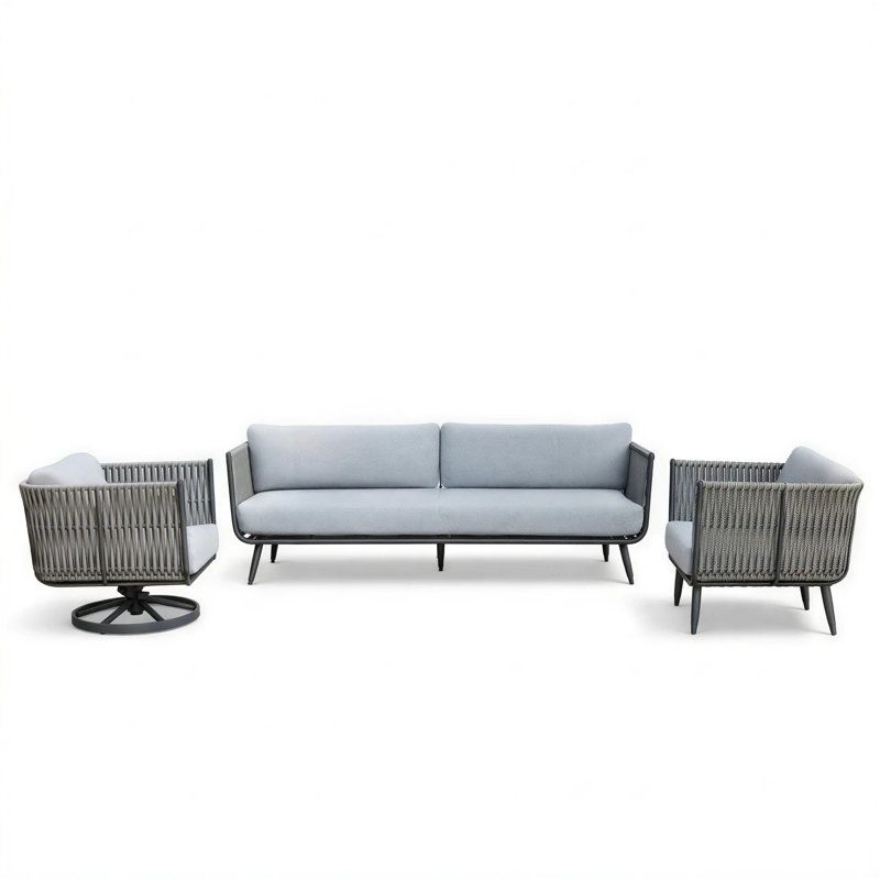 Ensemble de mobilier d'extérieur en aluminium 3 pièces Milano