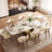 Buchu 63-95"Extendable Modern Dining Table for 6-10, White Glossy Sintered Stone Tabletop-608624594