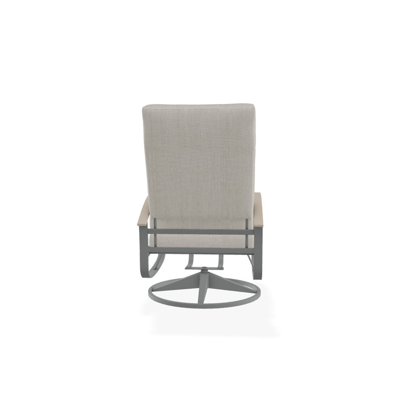 Belle Isle Outdoor Swivel Lounge Chair, Cabana Classic Black Stripe Sunbrella®, Desert P60, Textured Graphite