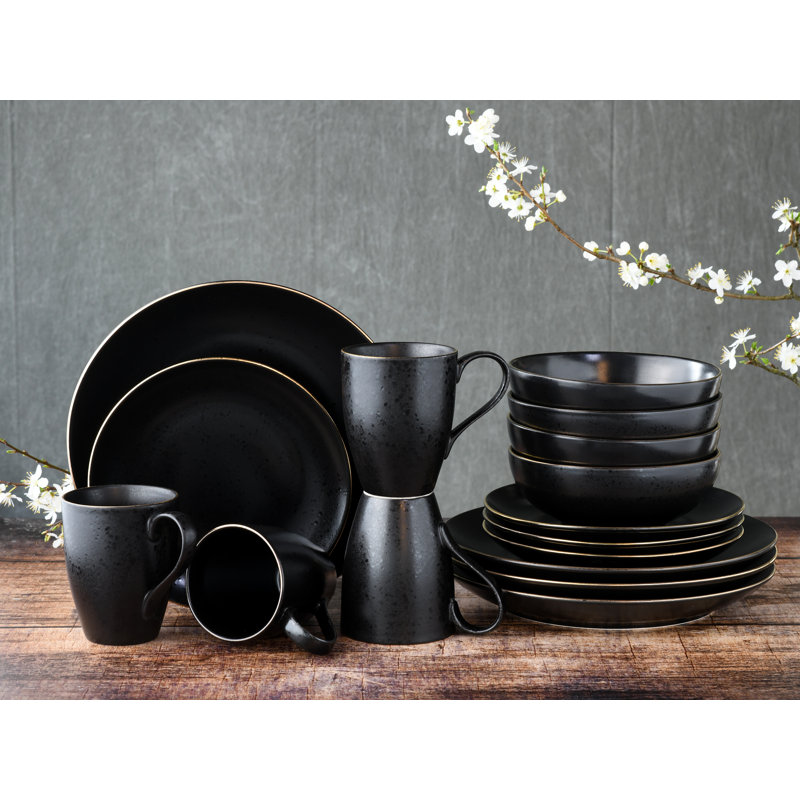 Industrial 16 Piece Dinnerware Set, Service For 4