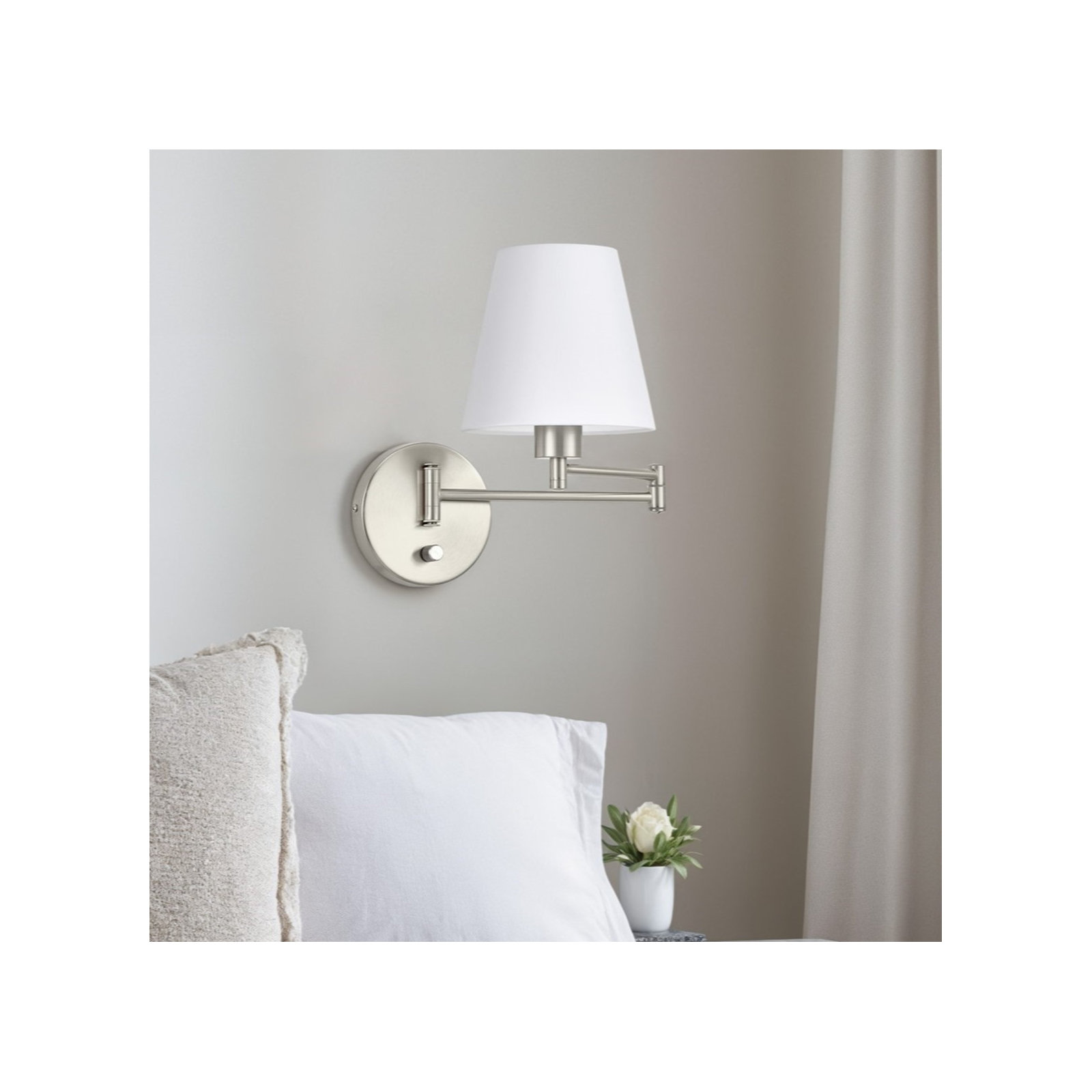 Swing Arm Sconce, Brushed Nickel, 13.78" H x 7.09" W x 21.26" D