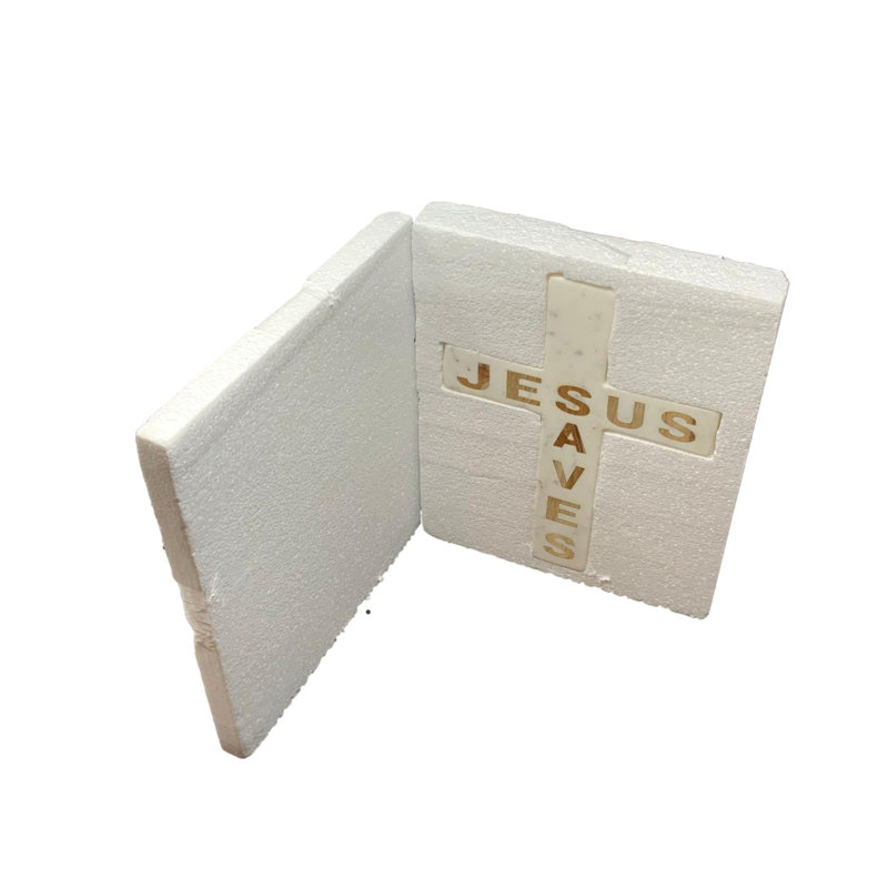 Jésus sauve la croix de marbre incrustée - blanc