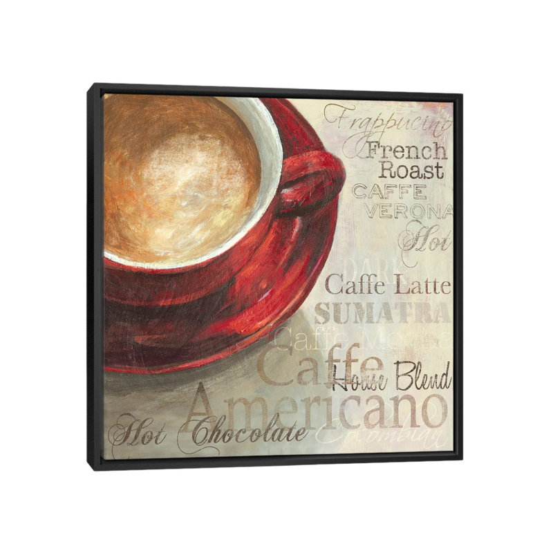 «Latte», impression sur toile, H 18 po x l 18 po x P 1,5 po, Toile encadrée noire, Pas de tapis