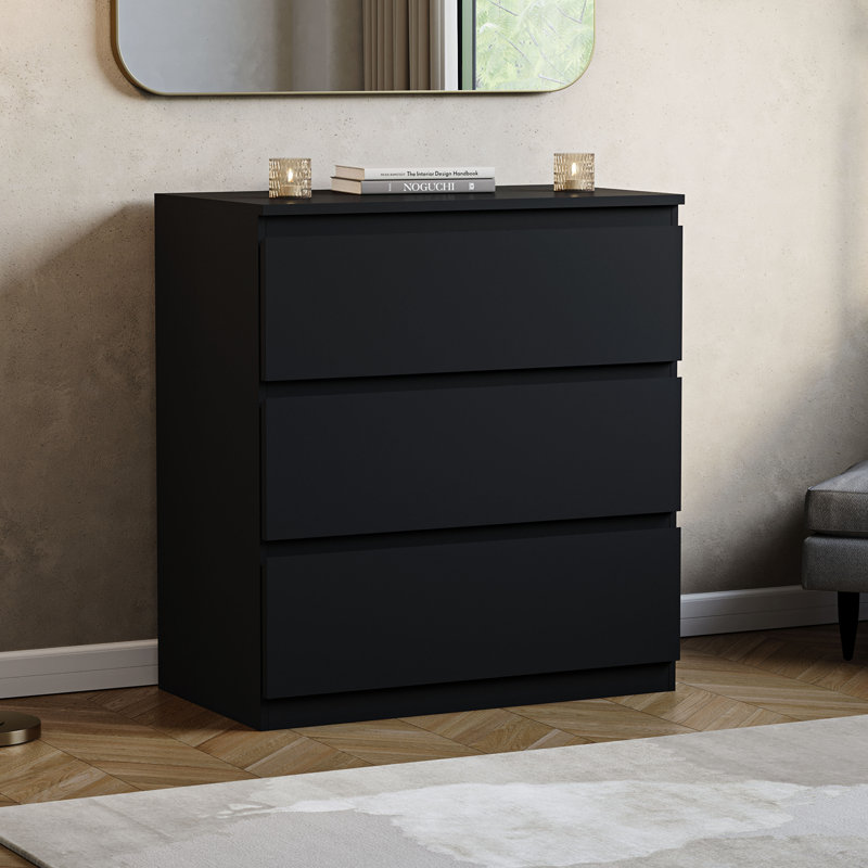 Cunha 70cm W 3 - Drawer Chest of Drawers, Black