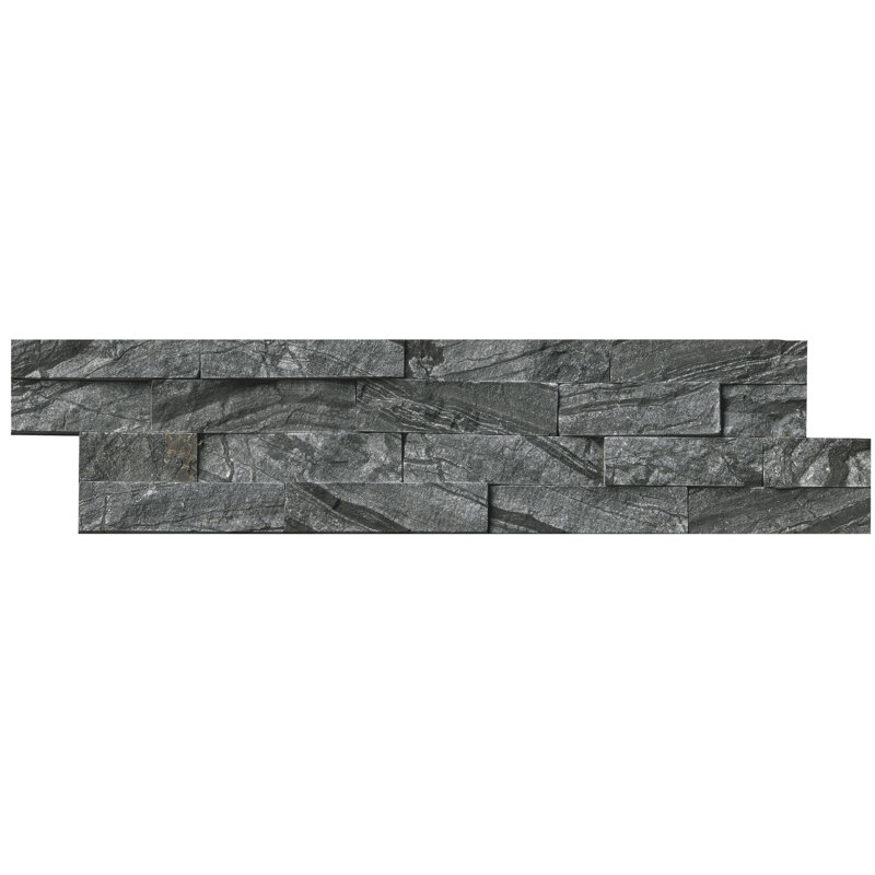 Stonecrest 6 in. x 24 in. Split Face Natural Stone Ledger Panel Wall Tile, Ashen Black