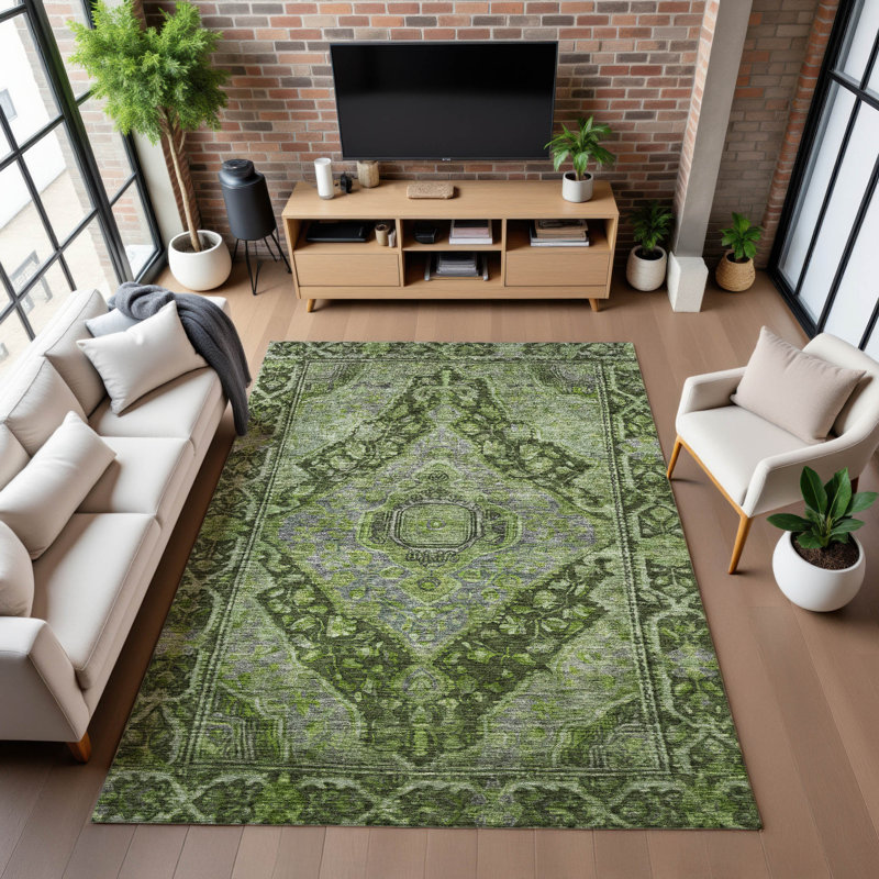 Premium Machine Washable Lubbers AMF1761 Border Rug, Rectangle 2'6" x 3'10"
