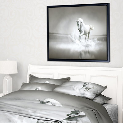 " White Horse Running In Water "