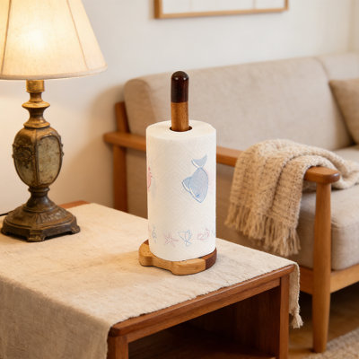 13" Cat Paper Towel Holder For Kitchen & Bathroom - Cute Solid Wood Free Standing Paper Roll Holder Countertop, Home Decor