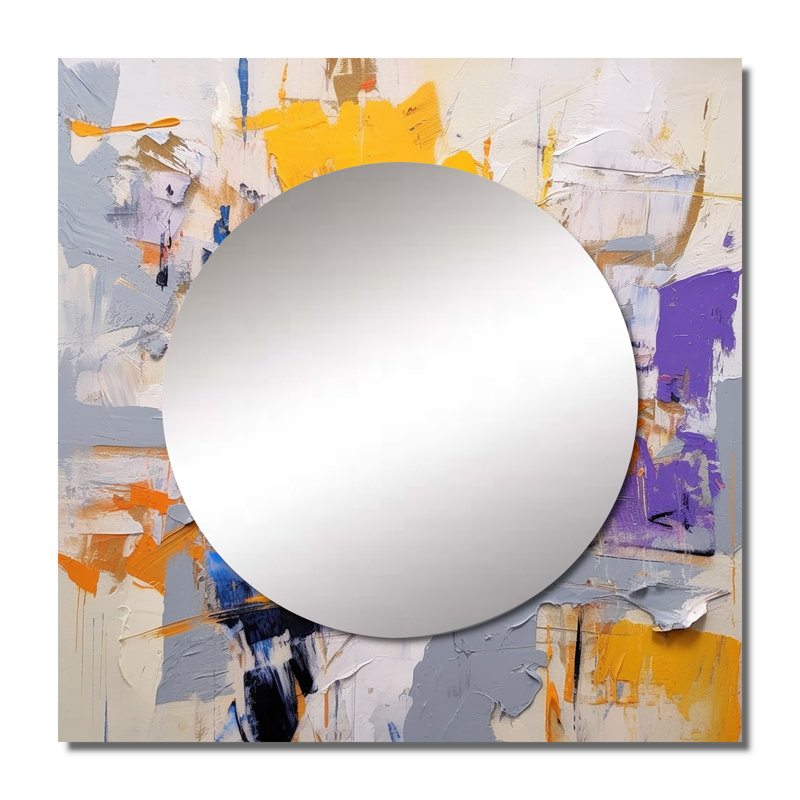 Jossie - Miroir carré abstrait à collage, 23 po x 23 po