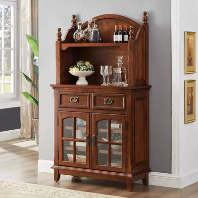 Nut-brown Solid + Manufactured Wood+Glass Sideboard