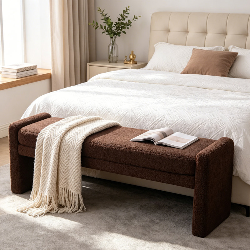 Banc de chambre en tissu 66,9 po, Café
