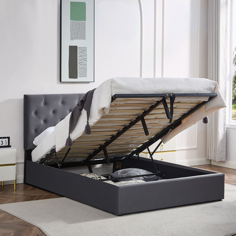 Solid Wood Bed, 147 x 200 cm, Grey