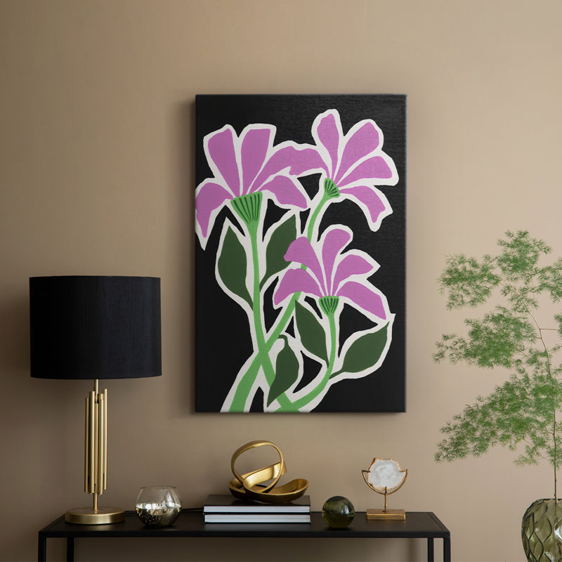Pop Flowers V -Custom Wrapped Gallery Cavas, 18" H x 12" W