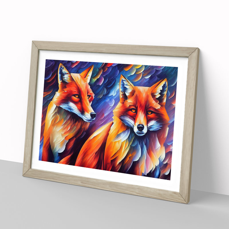 Fox Vol.6 Abstract - Single Picture Frame Painting, 46cm H x 64cm W x 2cm D, Oak Framed
