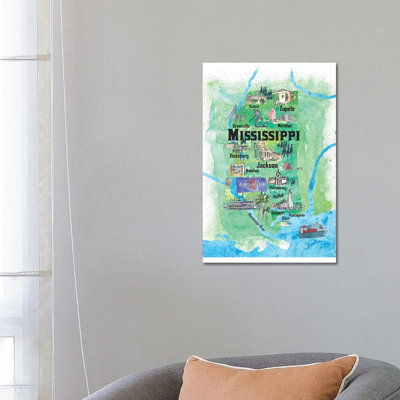 «The USA, Mississippi», affiche de voyage illustrée par Markus et Martina Bleichner - impression sur toile tendue