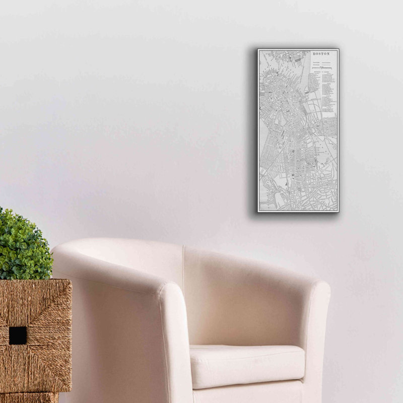 «Tinted Map of Boston» par Vision Studio, art mural sur toile, H 24 po x l 12 po x P 0,75 po