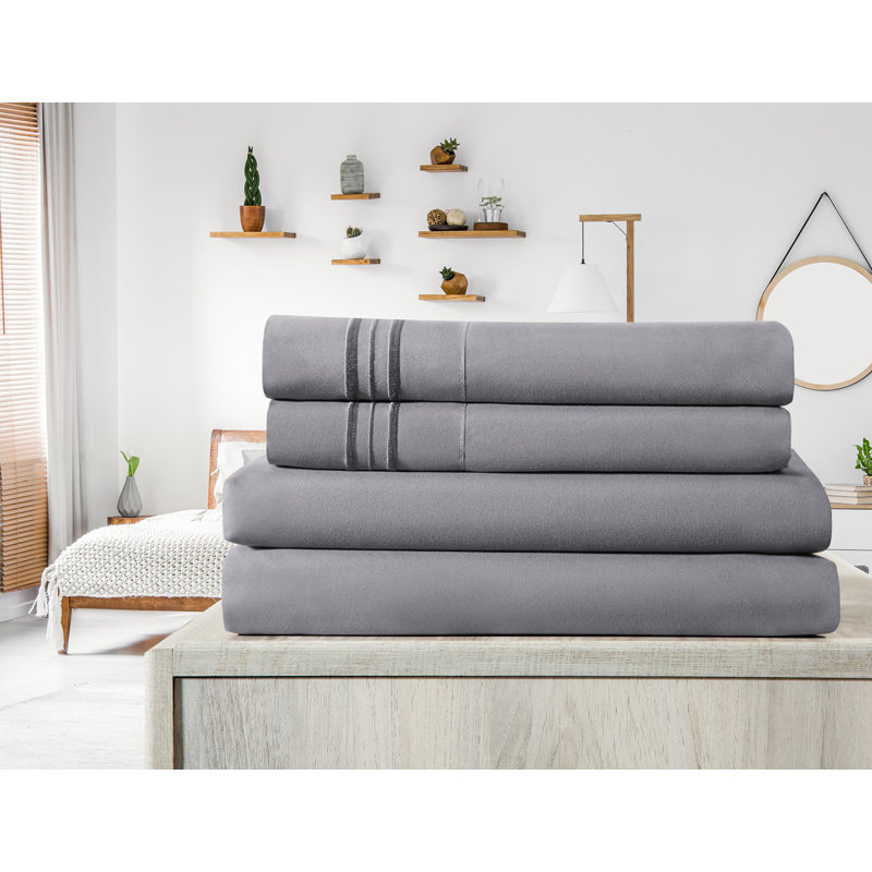 Ensemble de draps en micro-fibre, Lavande, Ensemble de draps pour très grand lit californien
