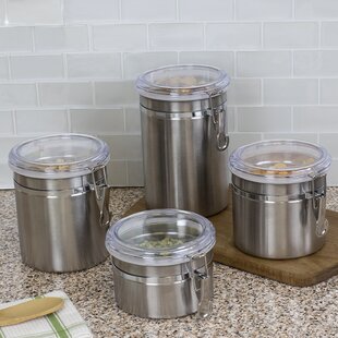 Stainless Steel 4 Piece Kitchen Canister Set