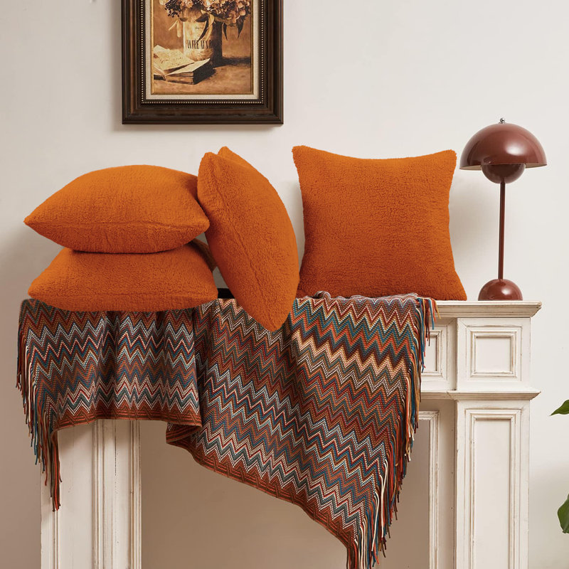Indoor / Outdoor Square Cushion Cover, Burnt Orange