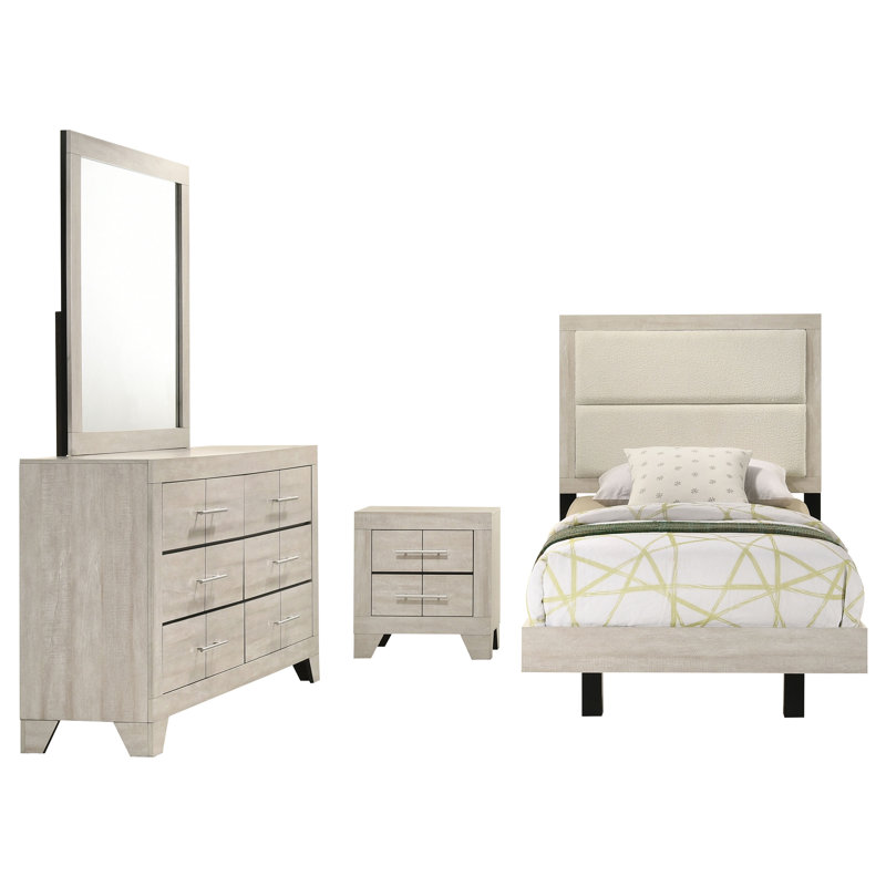 Ensemble de chambre à coucher simple 4 pièces Roche, Twin