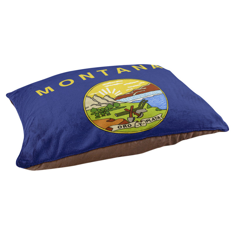 Coussin stylisé montana flag Burien, L 19,5 po x l 29,5 po, Marron foncé